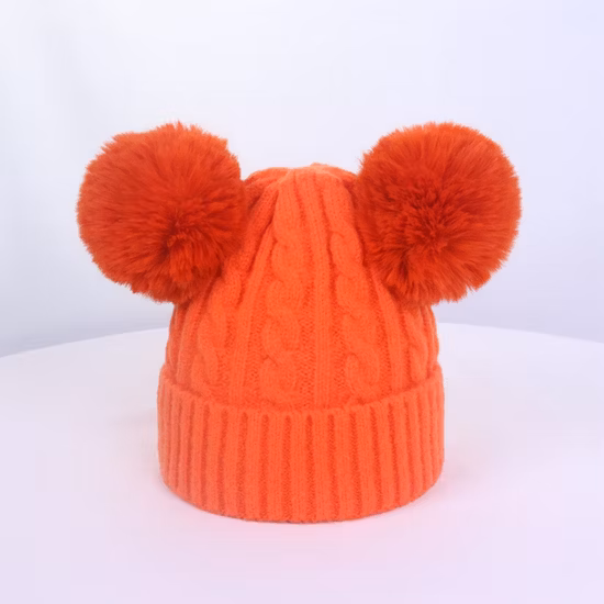 Boy Gril Custom Winter Warm Kids Cap Baby Knitted with POM Beanie Hat