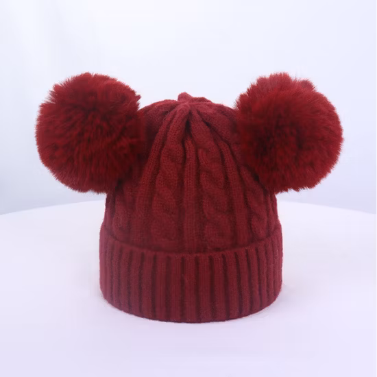 Зимняя теплая детская шапка на заказ для мальчиков и девочек, детская вязаная шапка-бини с помпоном